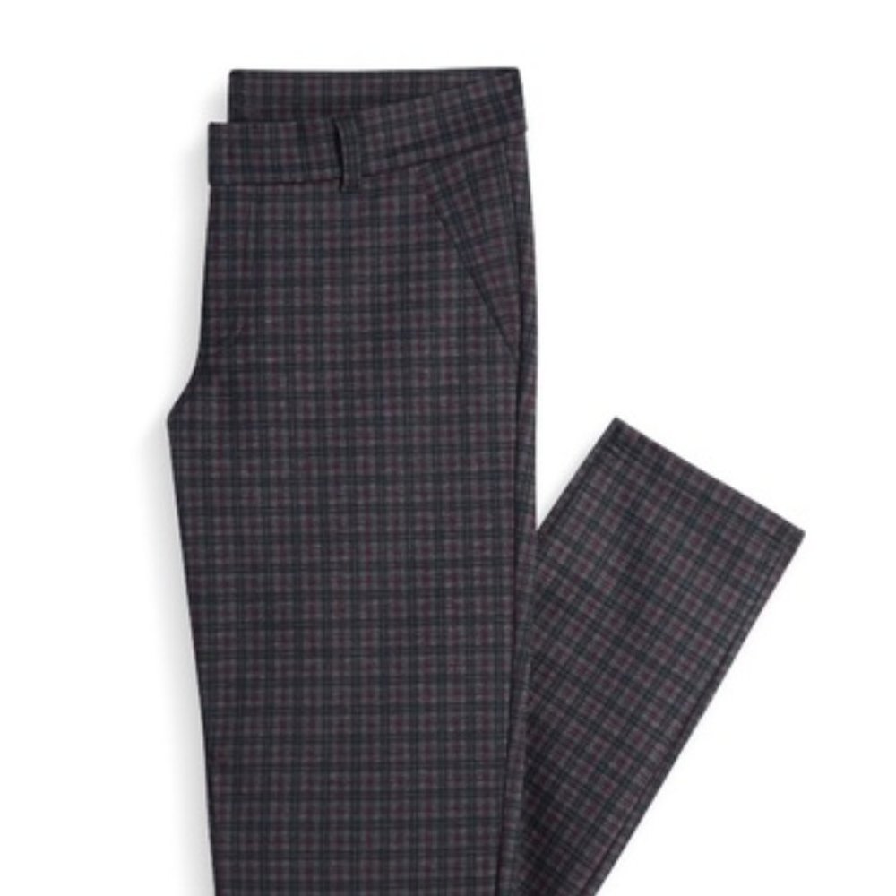 Kut From the Kloth Elyse Plaid Printed Slim Straight Leg Stretch Pants 10S NWT
